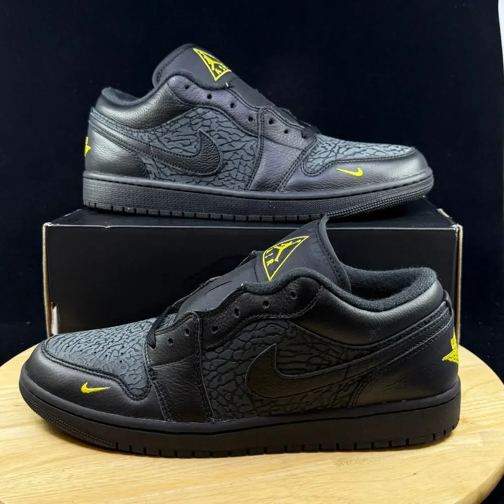 Nike Air Jordan 1 Low Black Elephant Print Yellow IM6568-010 Men's Size 10 New